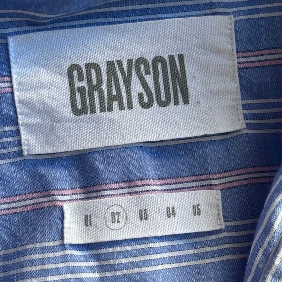 Grayson The Hero Stripe bottom down Shirt Blue Size Small - Picture 4 of 10